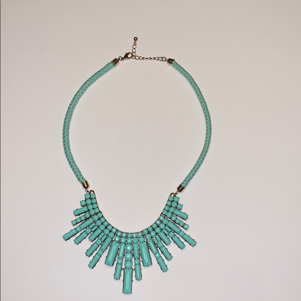 Turquoise cord and Faux Gem Necklace